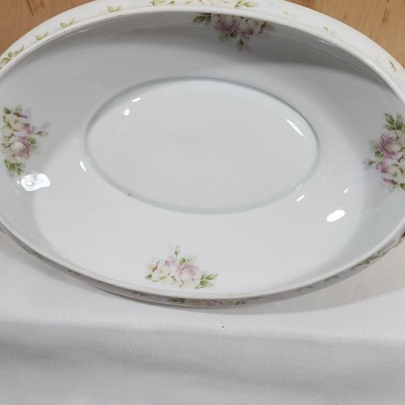 Rosenthal Bavaria Pink Roses Oval Serving Bowl 13.25" handles Donatello 1930s an - Picture 3 of 11